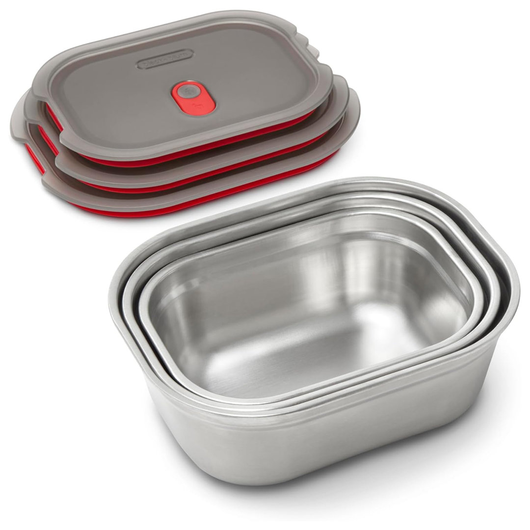 Black + Blum Microwavable Steel Multifunction Meal Prep Box Set - Grey Gray